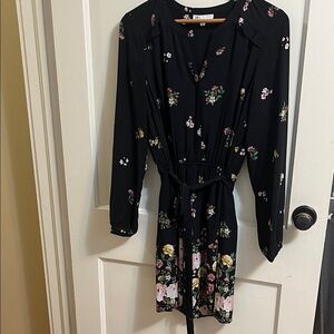 DR2 Black Dress with Pink and Yellow Floral Print